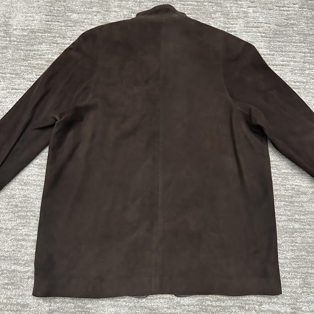 Overland Jacket Womens 8 Brown Suede Leather Trim Button Front Lined Collared - Picture 8 of 14